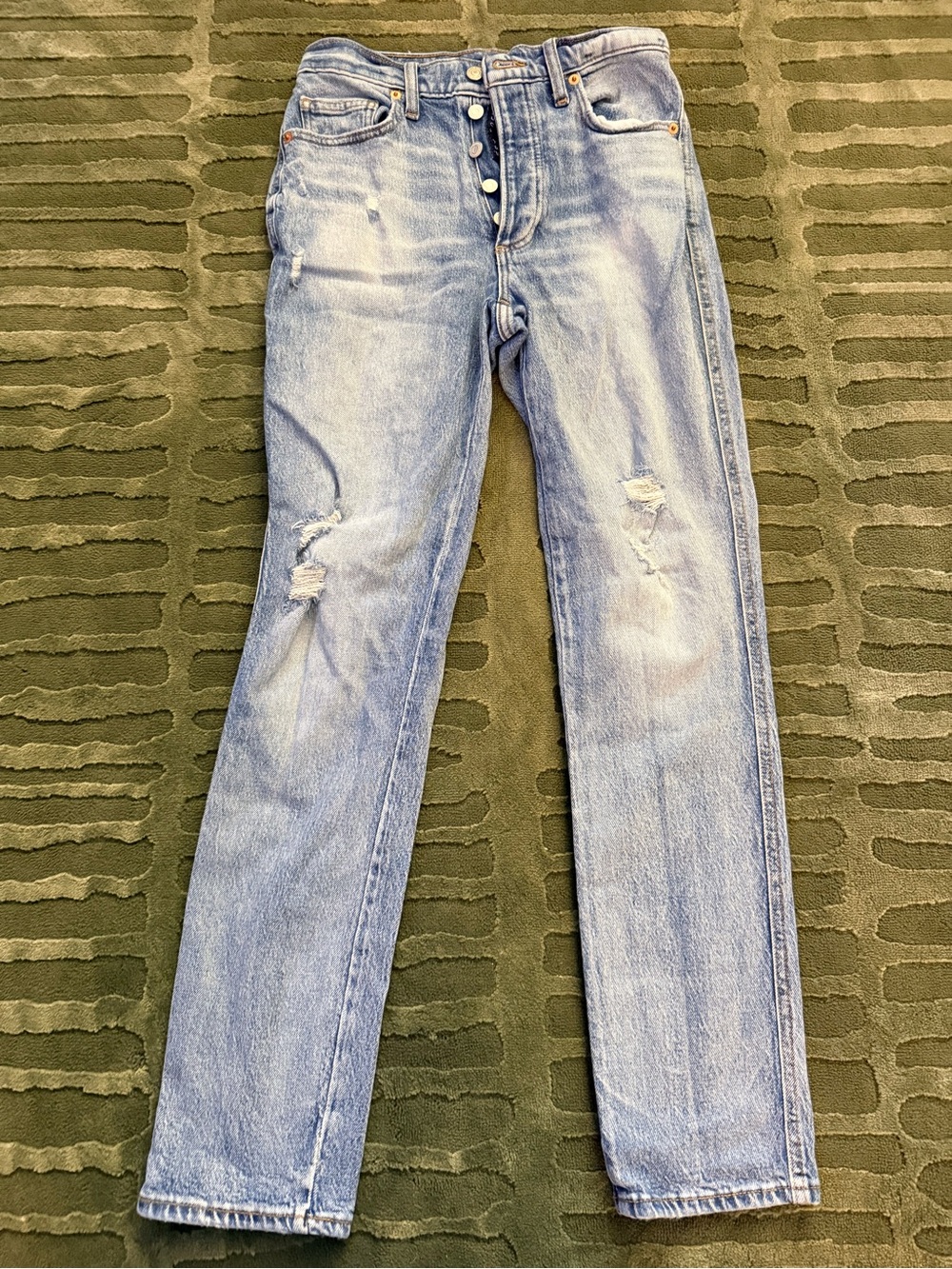 Lucky Brand Light Blue Straight Leg Distressed Jeans